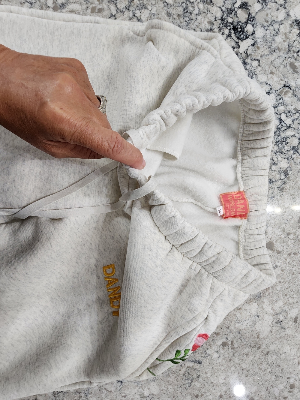 DANDY Light Gray Floral Embroidered Jogger Pants - Picture 5 of 14